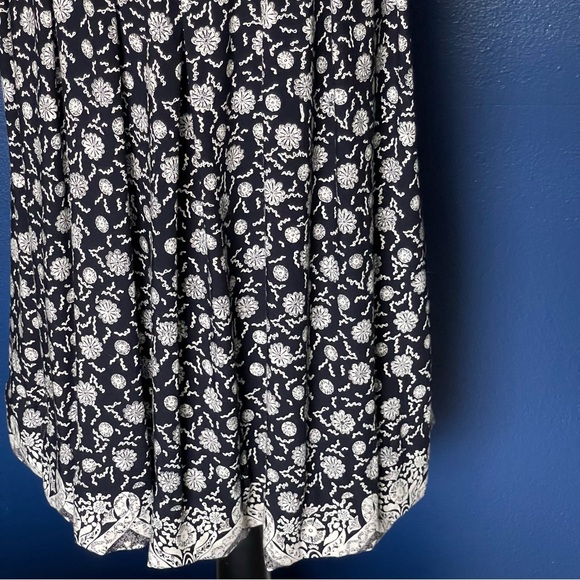 Vintage 90s Drop Waist Black Print Cottage Dress - Size 12 - Picture 8 of 9